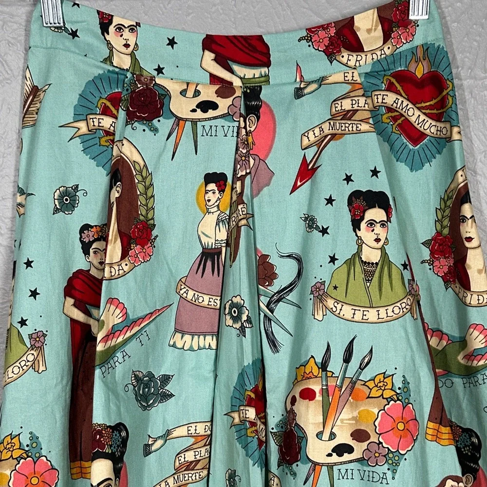 Moixa Frida Kahlo Print A-Line Skirt Multicolor Women's Size Medium